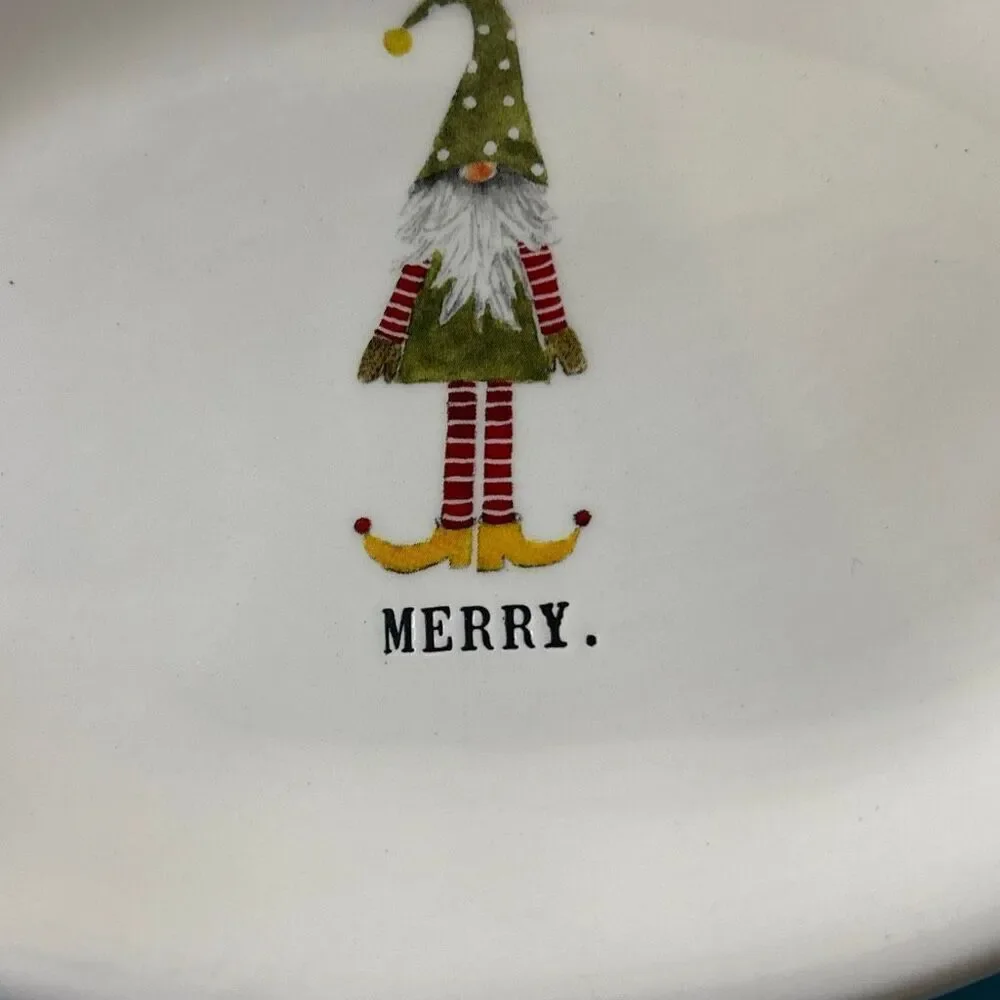 Rae Dunn Christmas platter Magic Merry Mischief 3 elf elves plate tray +2 plates